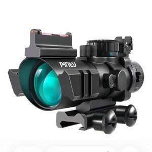 ☀️PINTY 4x32 Tactical Rifle Scope with Fiber Optic Sight, Red Green Blue.  NIB